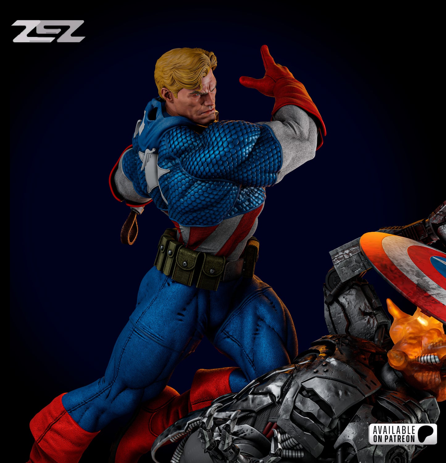 Captain America Statue 3D-Printed Kit