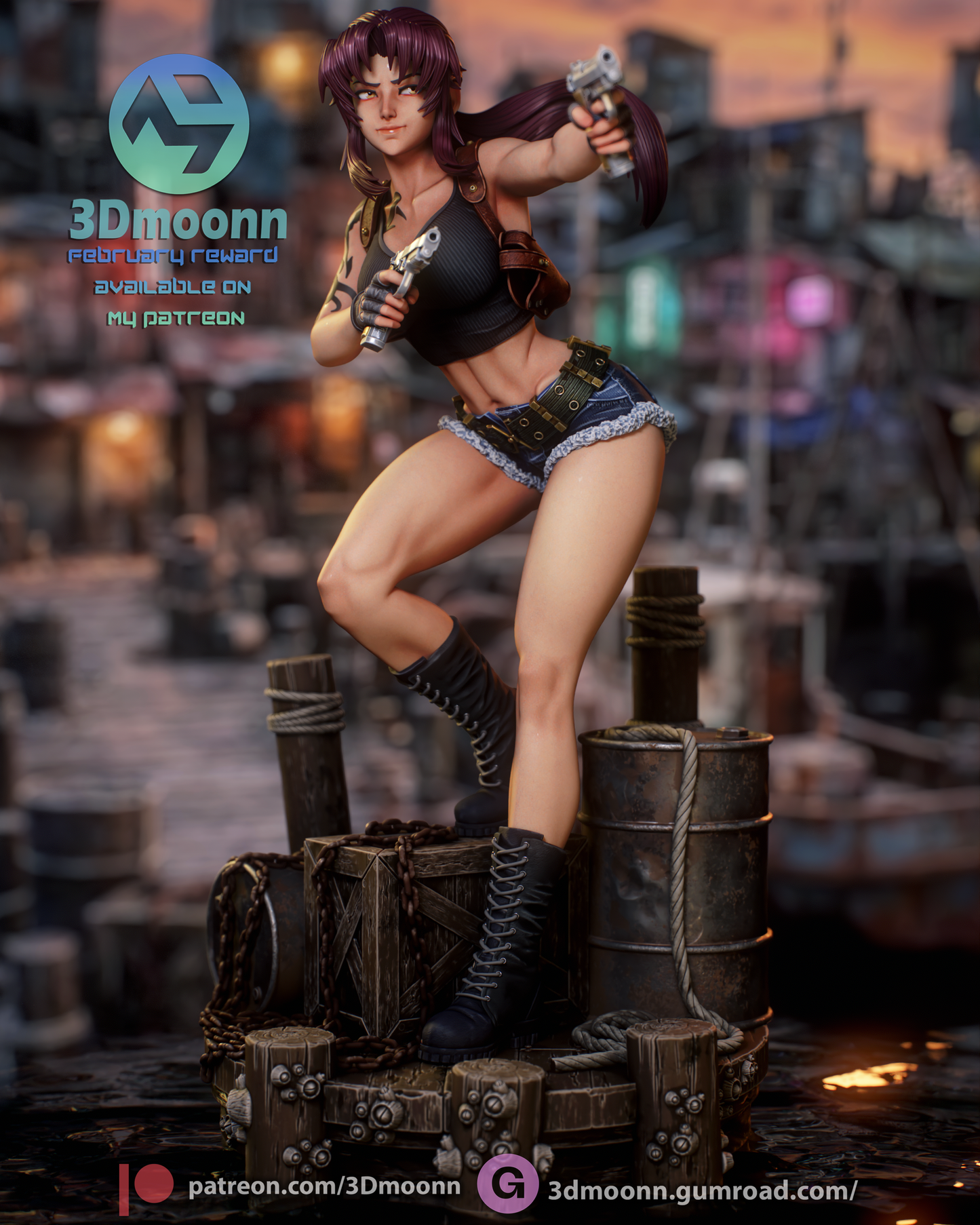 Revy (Black Lagoon) Statue 3D-Printed Kit