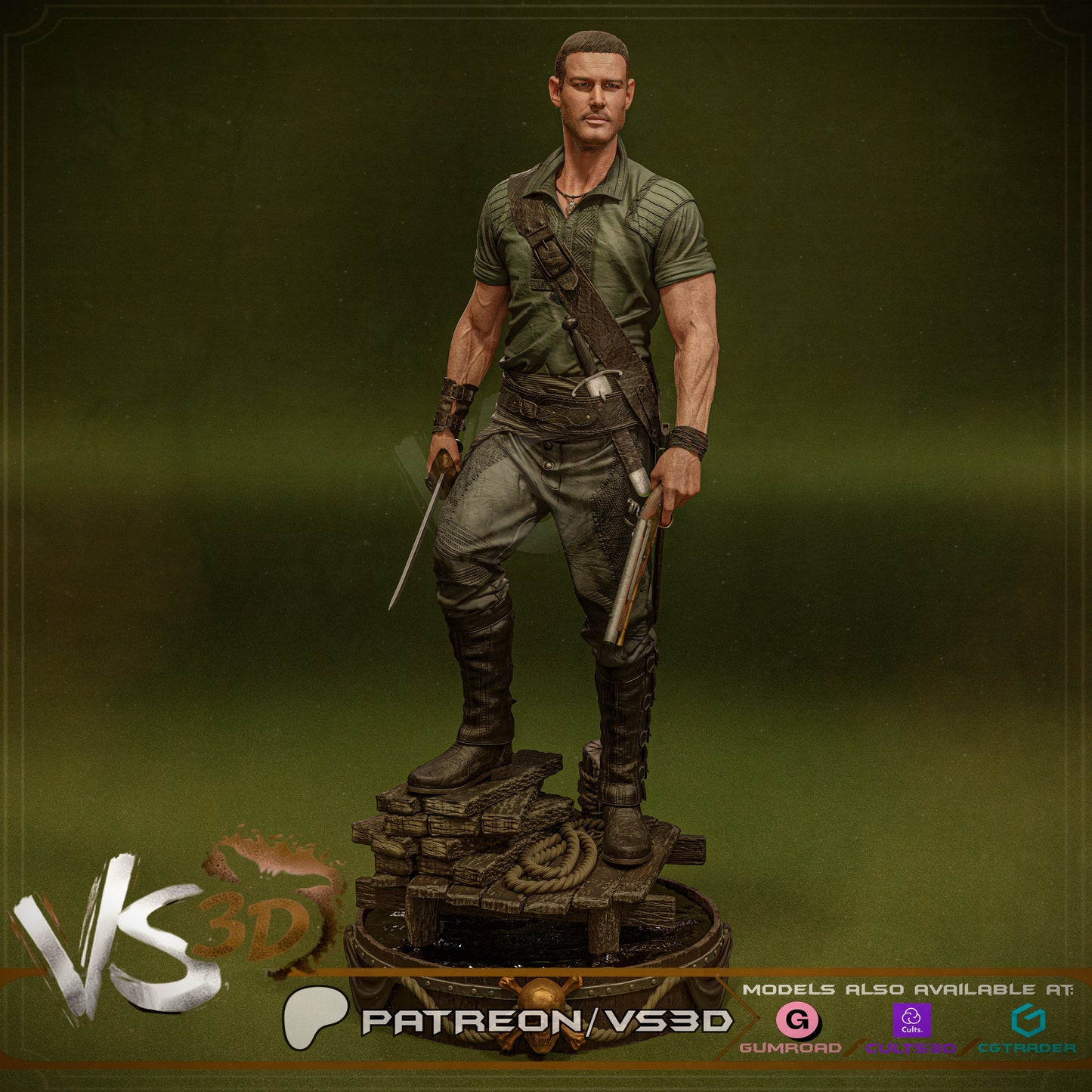 Billy Bones Statue 3D-Printed Kit