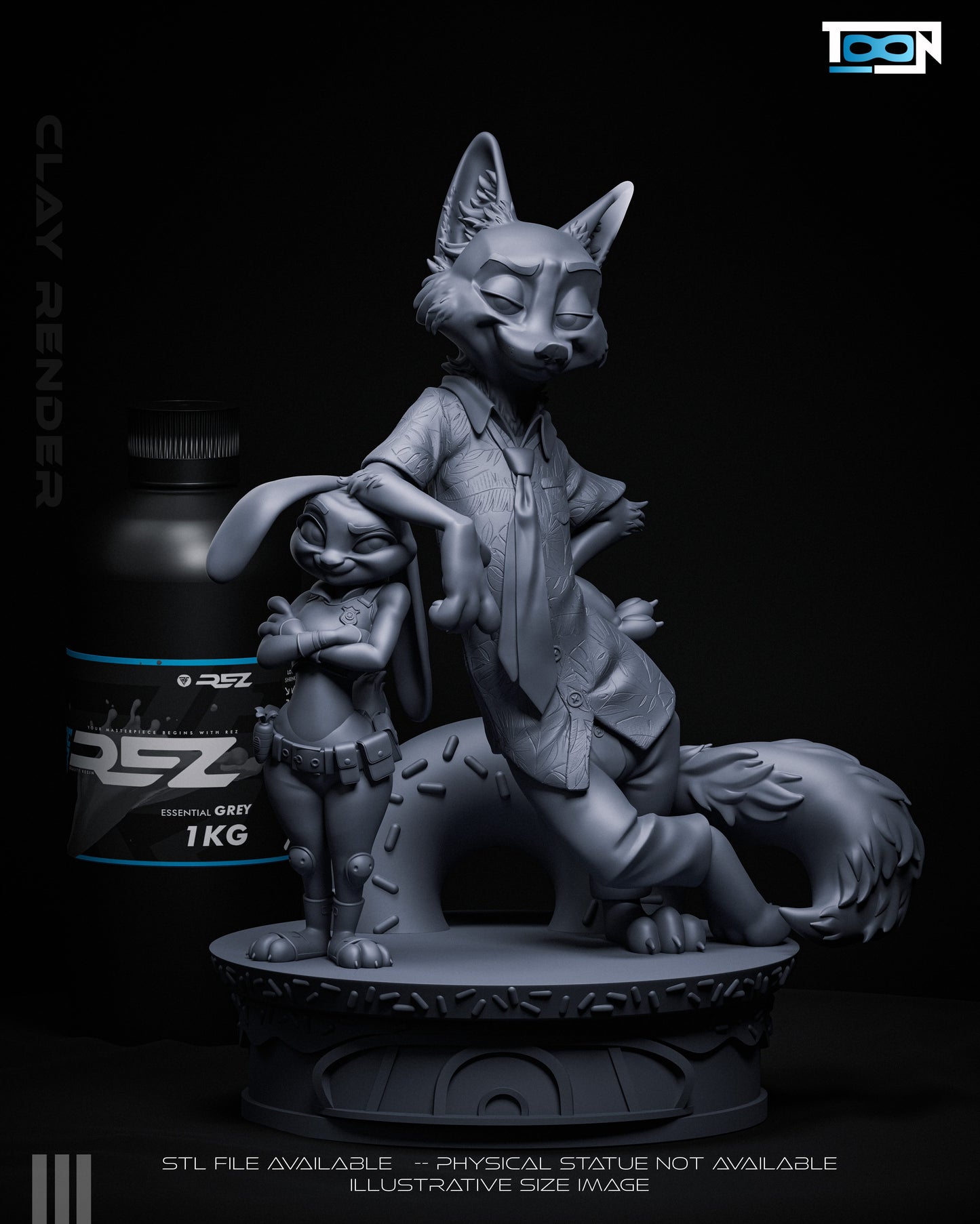 Nick Wylde And Juddy Hopps Statue 3D-Printed Kit