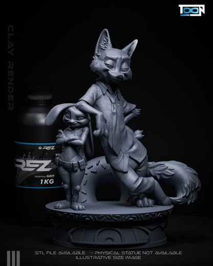 Nick Wylde And Juddy Hopps Statue 3D-Printed Kit