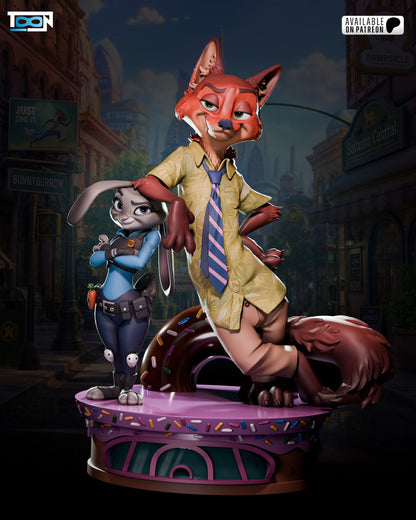 Nick Wylde And Juddy Hopps Statue 3D-Printed Kit