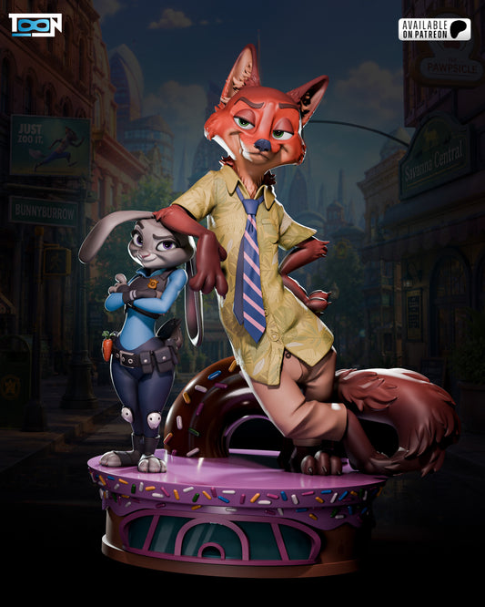 Nick Wylde And Juddy Hopps Statue 3D-Printed Kit