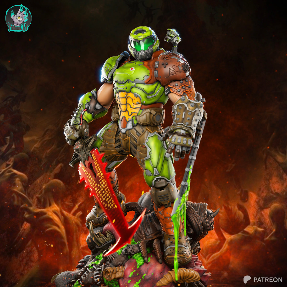 Doom Slayer Statue 3D-Printed Kit