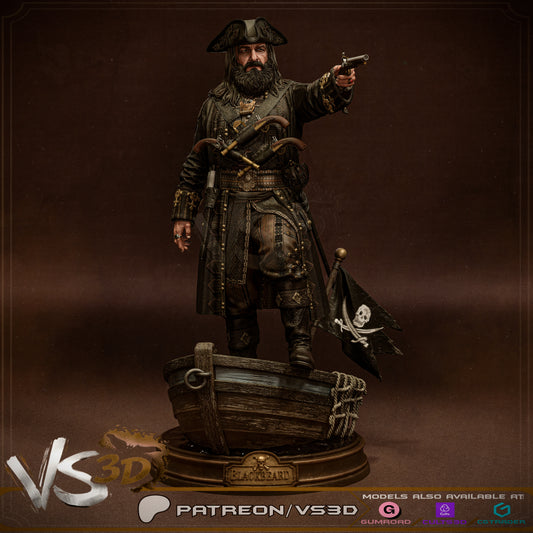 Black Beard Statue 3D-Printed Kit