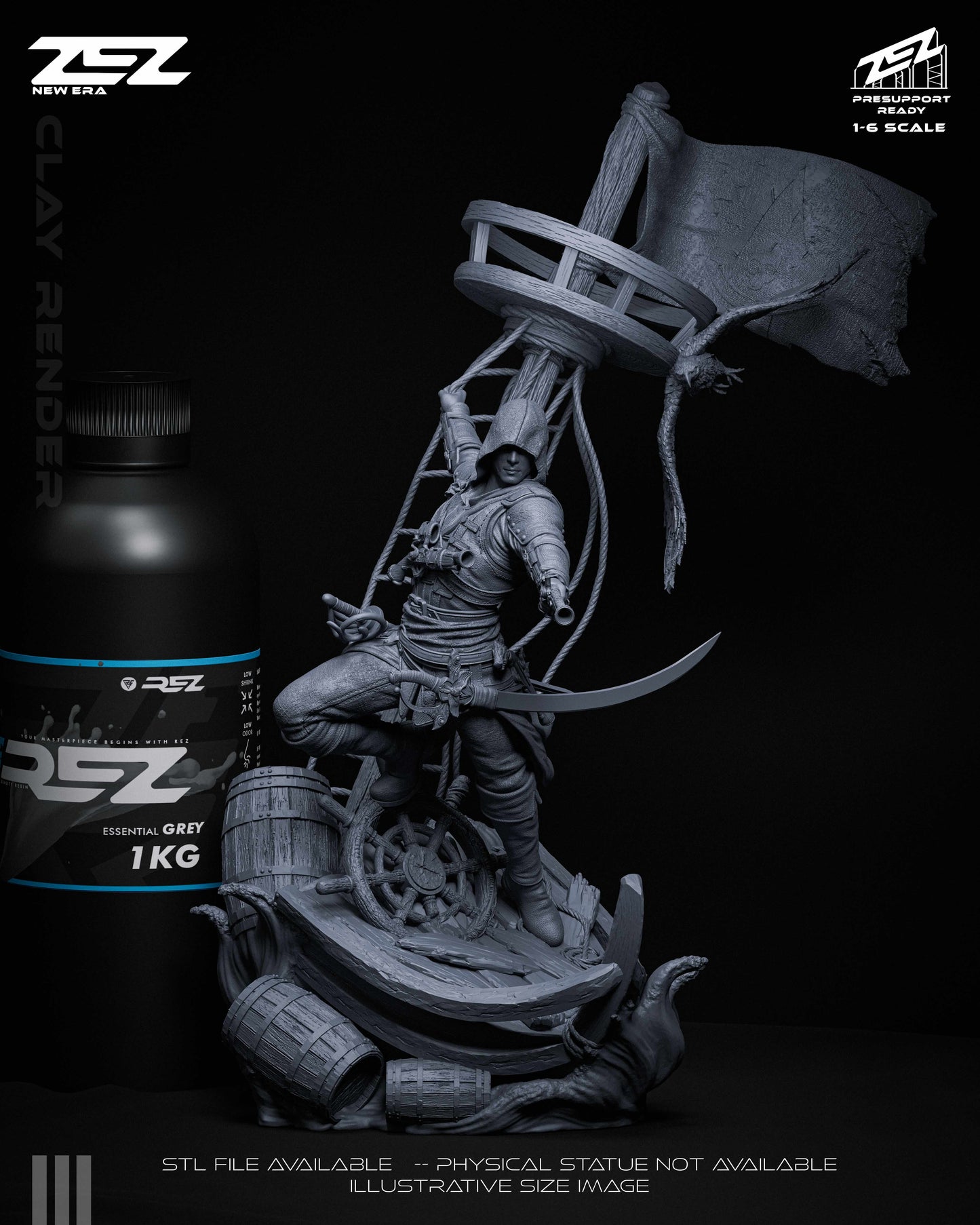 Edward Kenway Statue 3D-Printed Kit