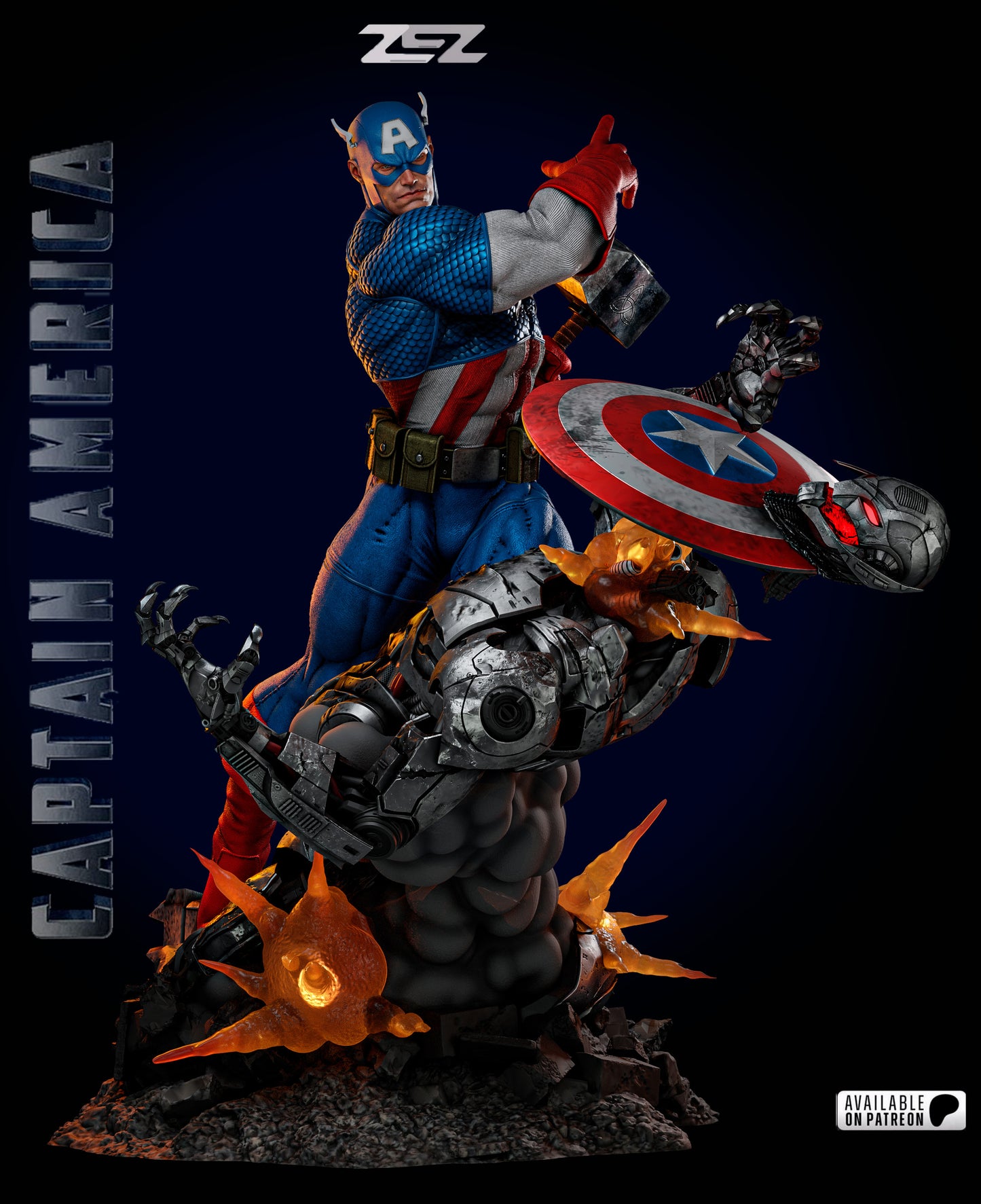 Captain America Statue 3D-Printed Kit