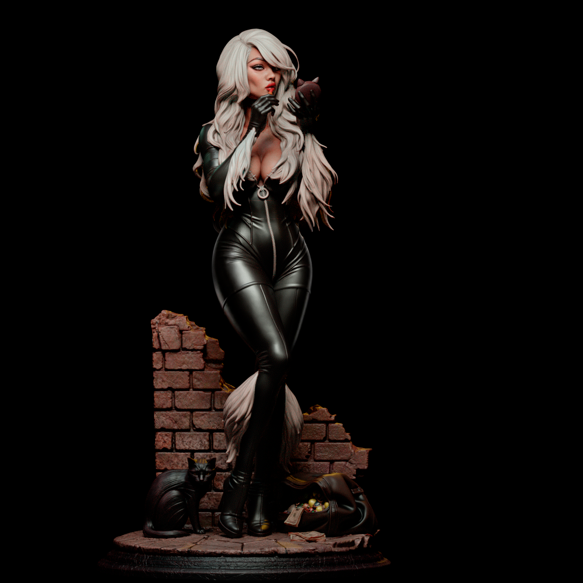Black Cat Statue 3D-Printed Kit