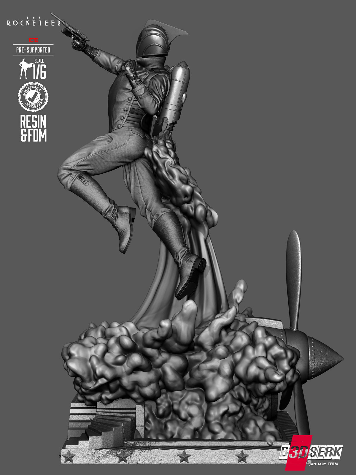 Rocketeer Statue 3D-Printed Kit