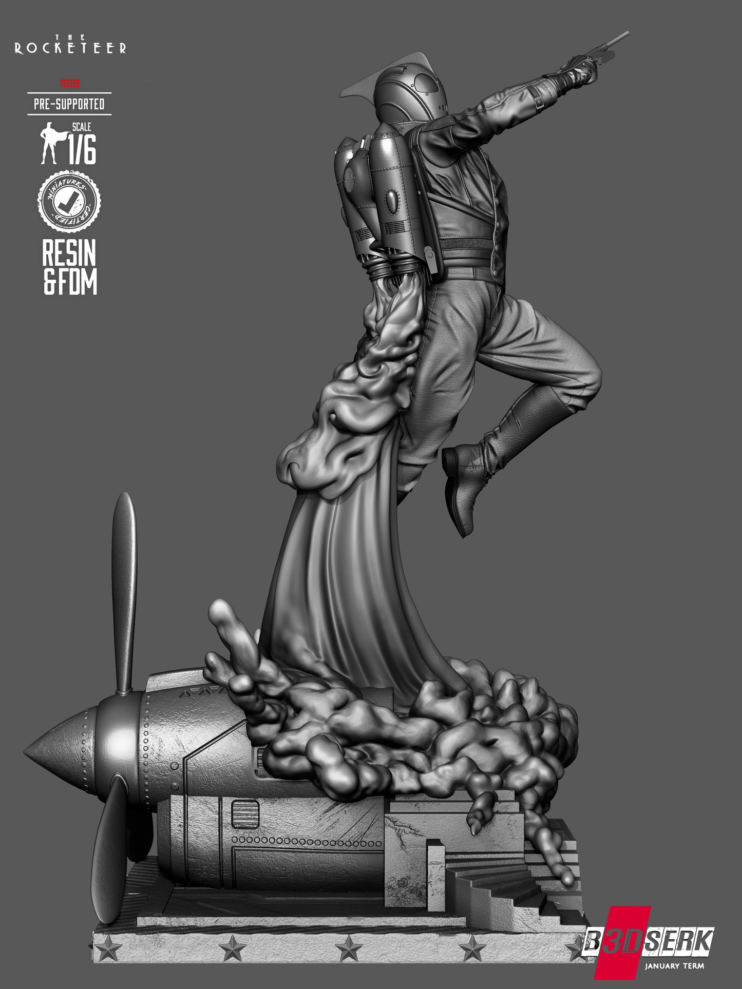 Rocketeer Statue 3D-Printed Kit