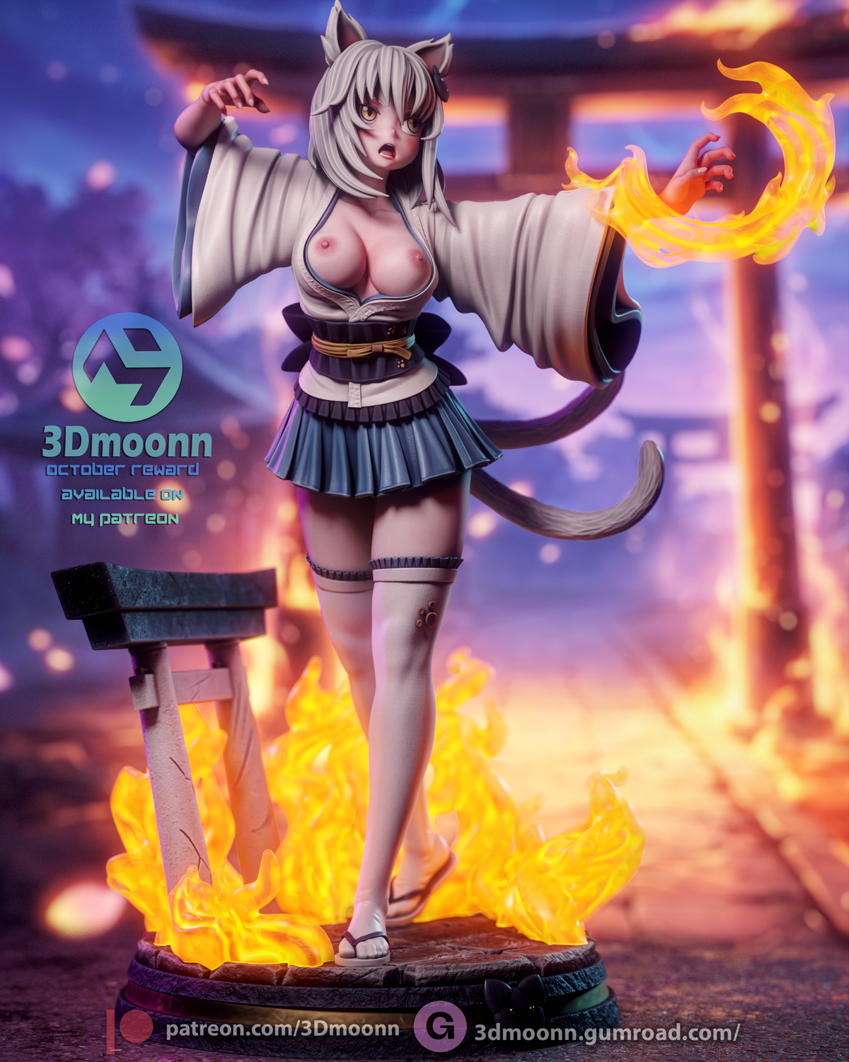 Koneko Toujou Statue 3D-Printed Kit