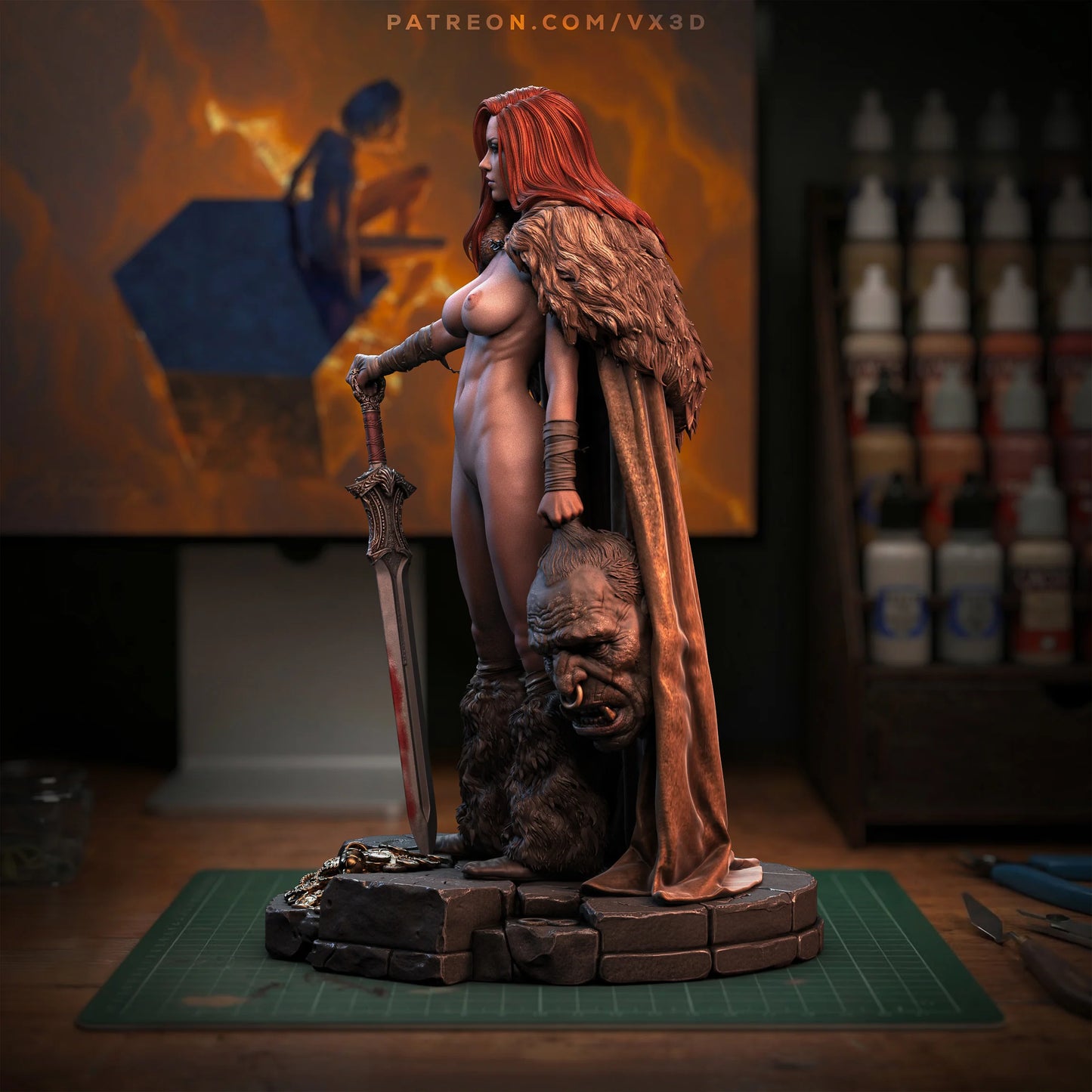 Red Sonja (Bargain Fulfilled) Statue 3D-Printed Kit