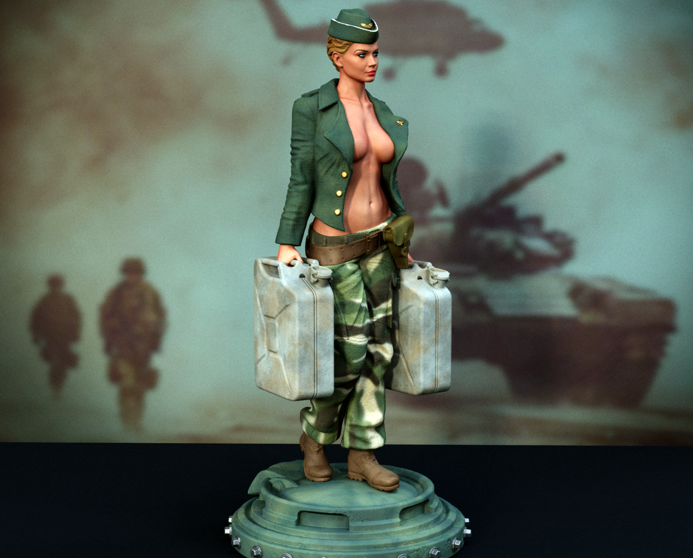 Army Fuel Pinup Statue 3D-Printed Kit