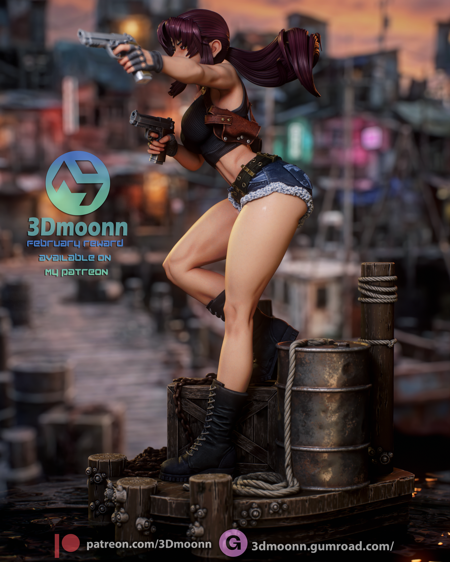 Revy (Black Lagoon) Statue 3D-Printed Kit