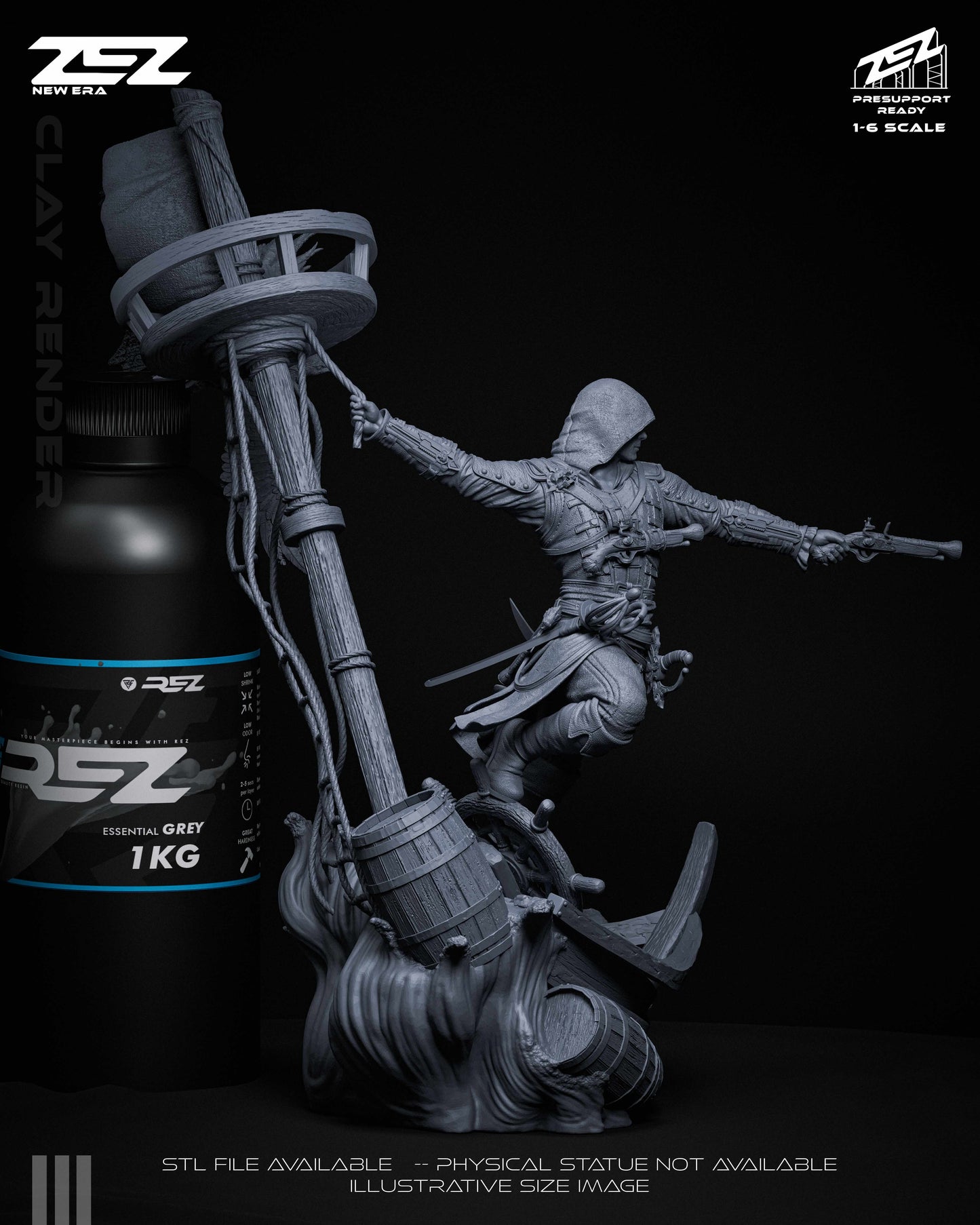 Edward Kenway Statue 3D-Printed Kit
