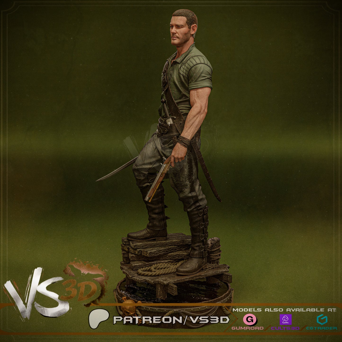 Billy Bones Statue 3D-Printed Kit