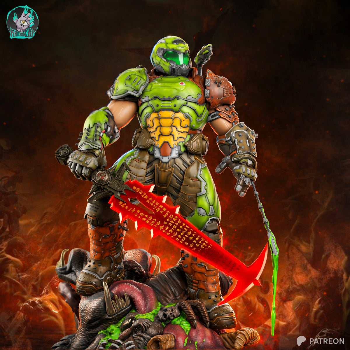 Doom Slayer Statue 3D-Printed Kit