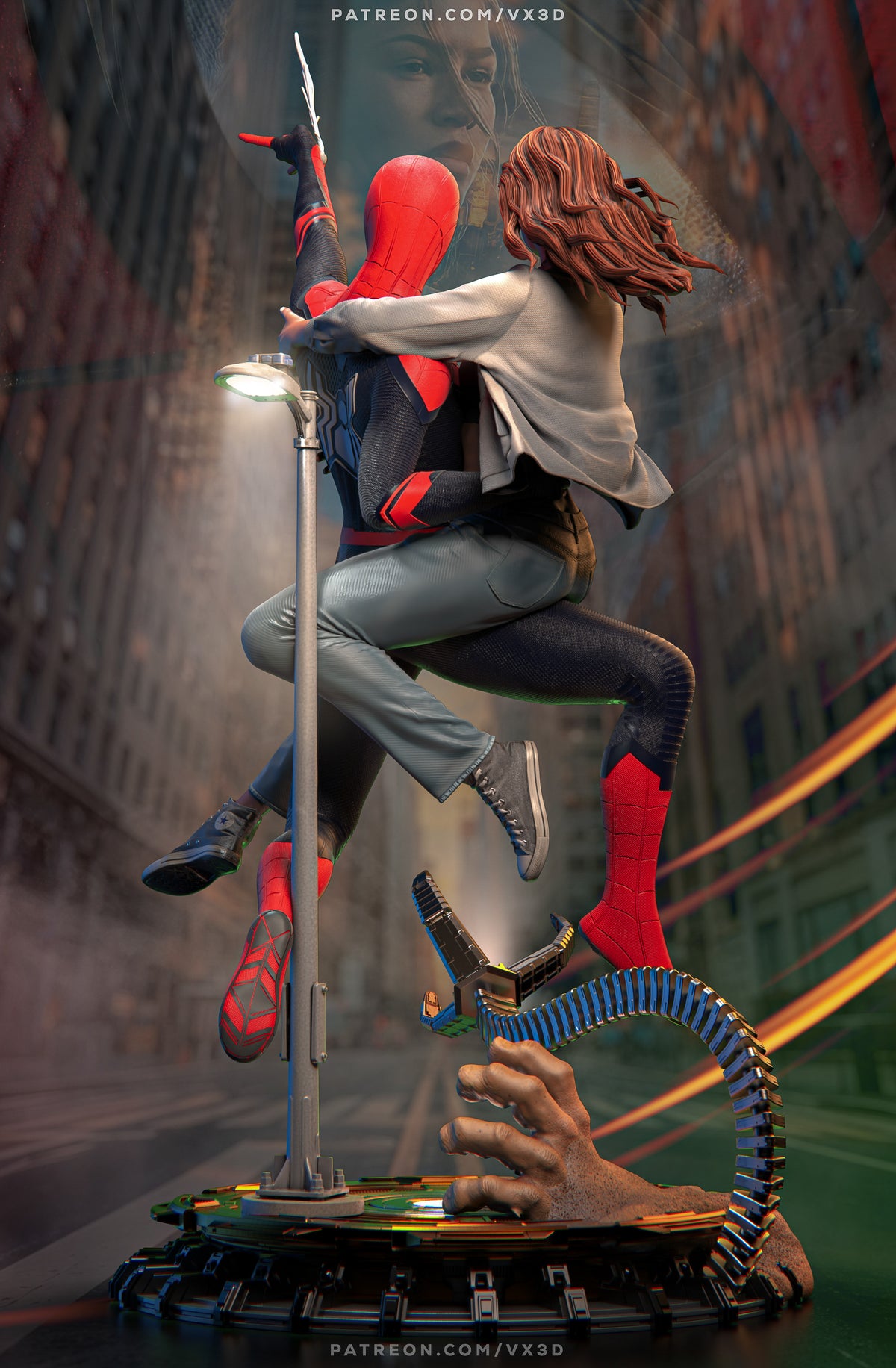 Spiderman And MJ Statue 3D-Printed Kit