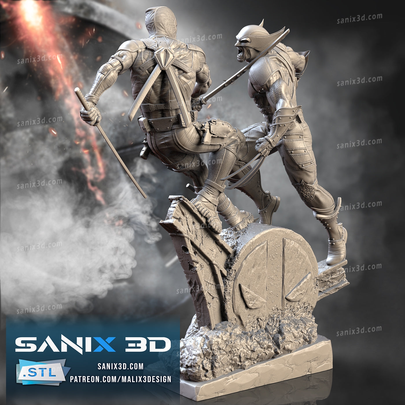 Deadpool VS Wolverine Statue