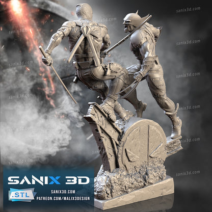 Deadpool VS Wolverine Statue