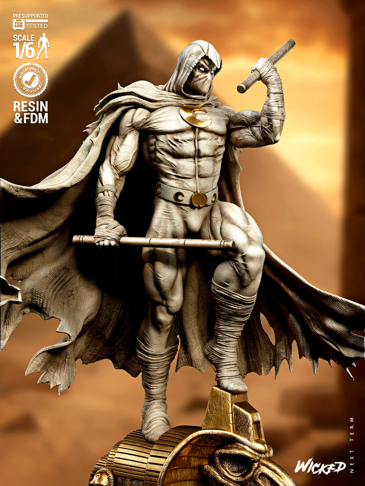 Moon Knight Statue 3D-Printed Kit