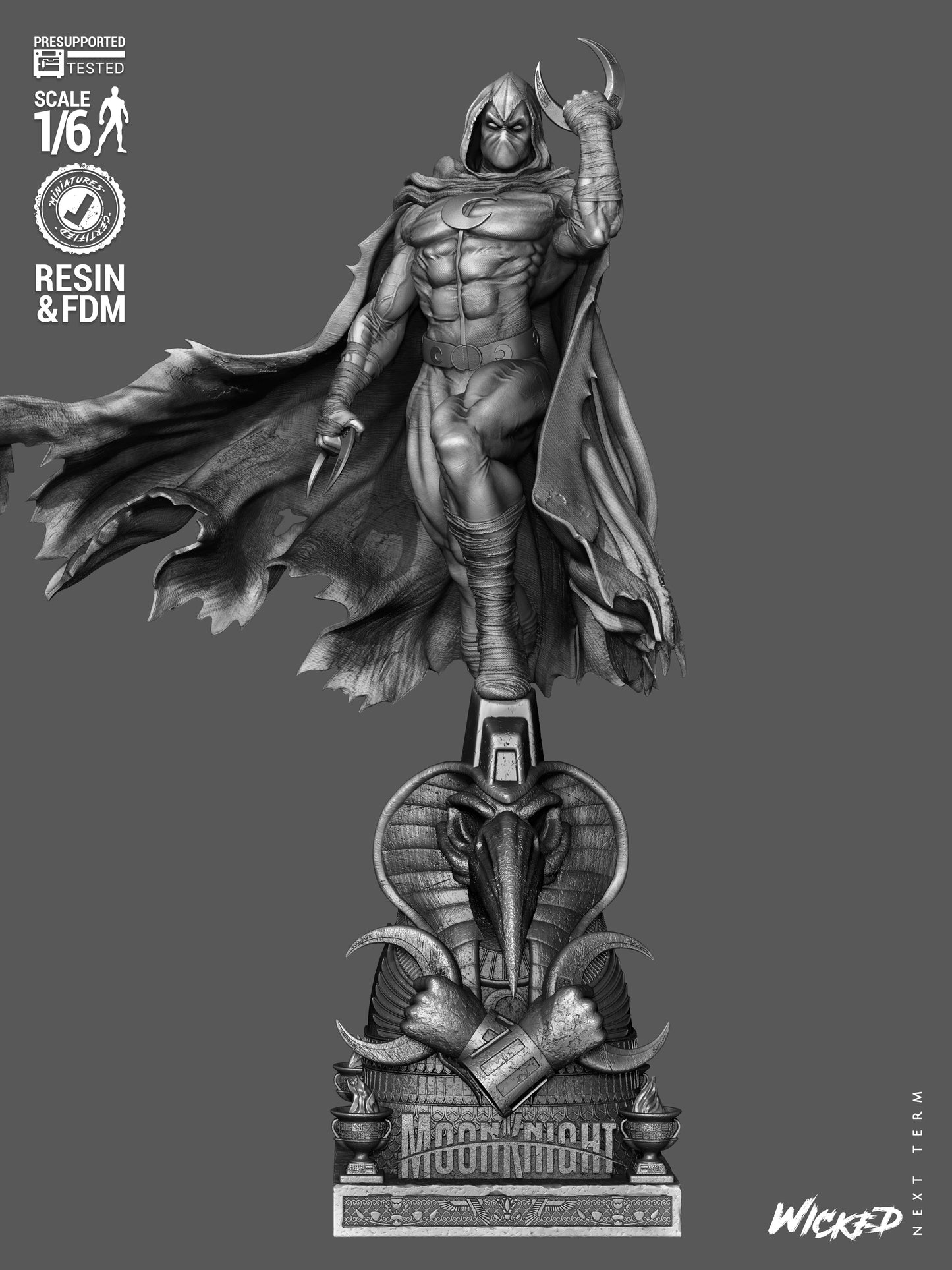 Moon Knight Statue 3D-Printed Kit