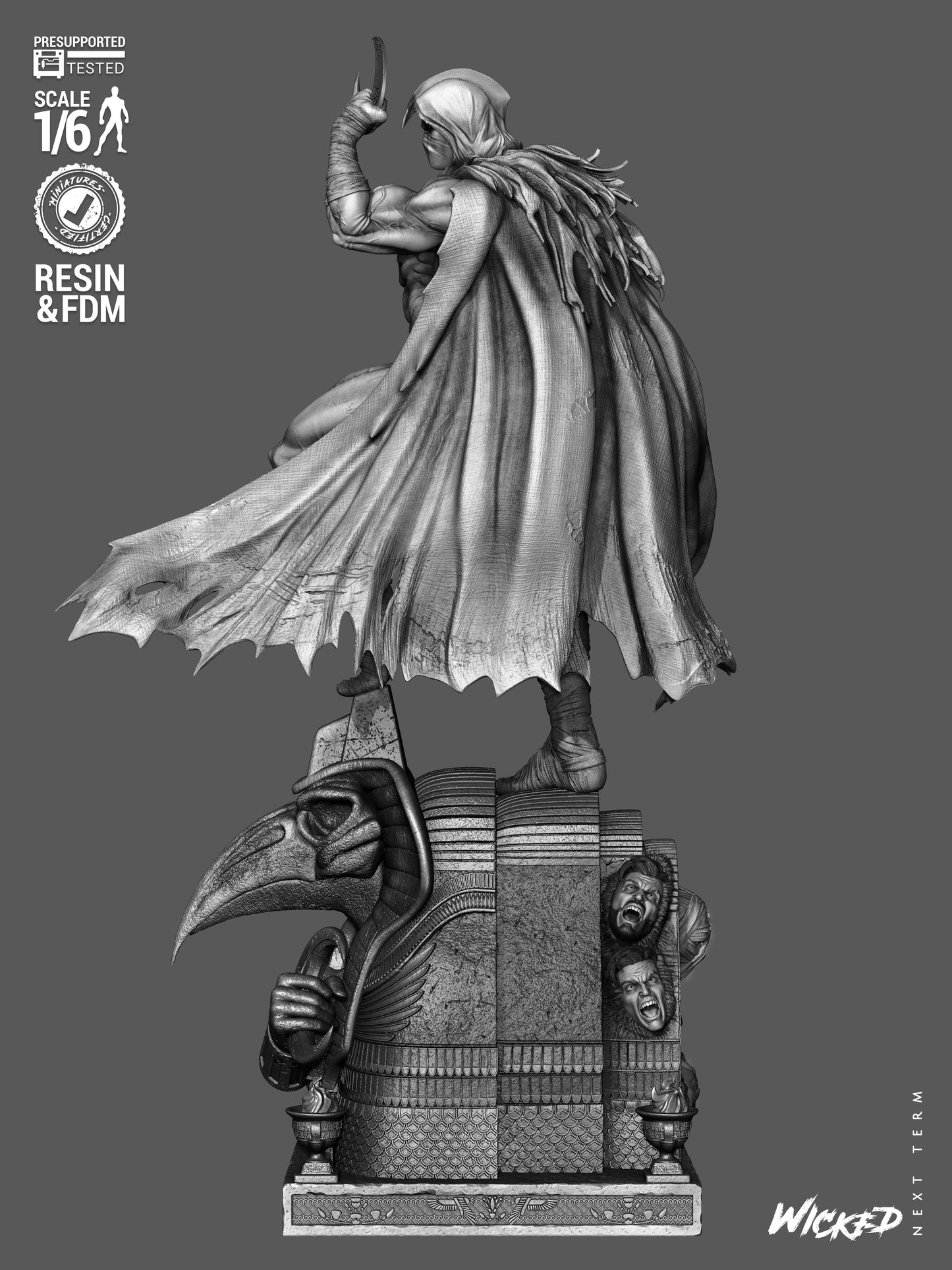 Moon Knight Statue 3D-Printed Kit