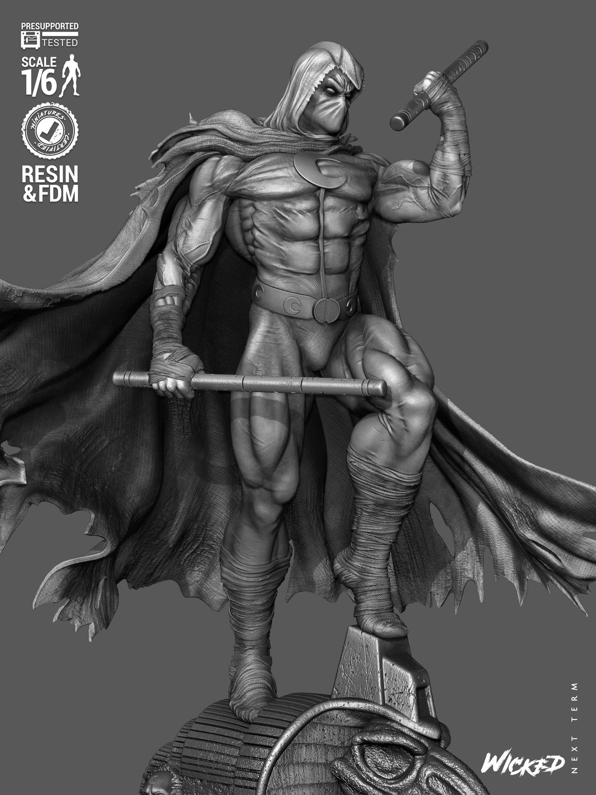 Moon Knight Statue 3D-Printed Kit