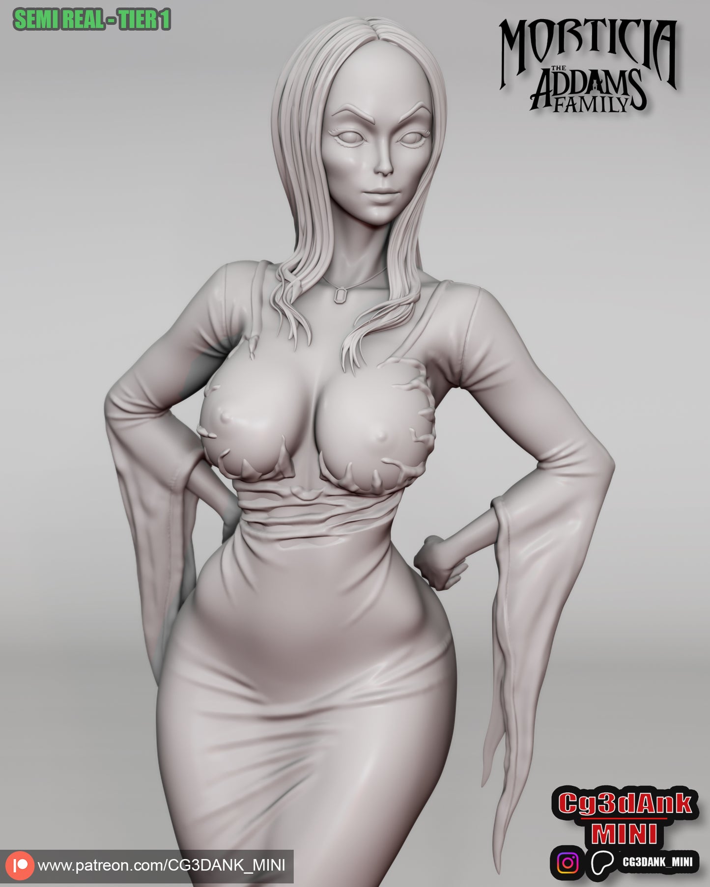 Morticia Addams Statue 3D-Printed Kit