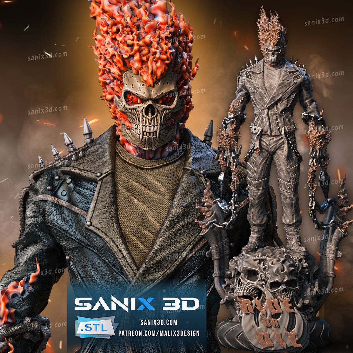 Api Ghost Rider Ghost Rider Statue 3D-Printed Kit – KAPIKOPRINTED