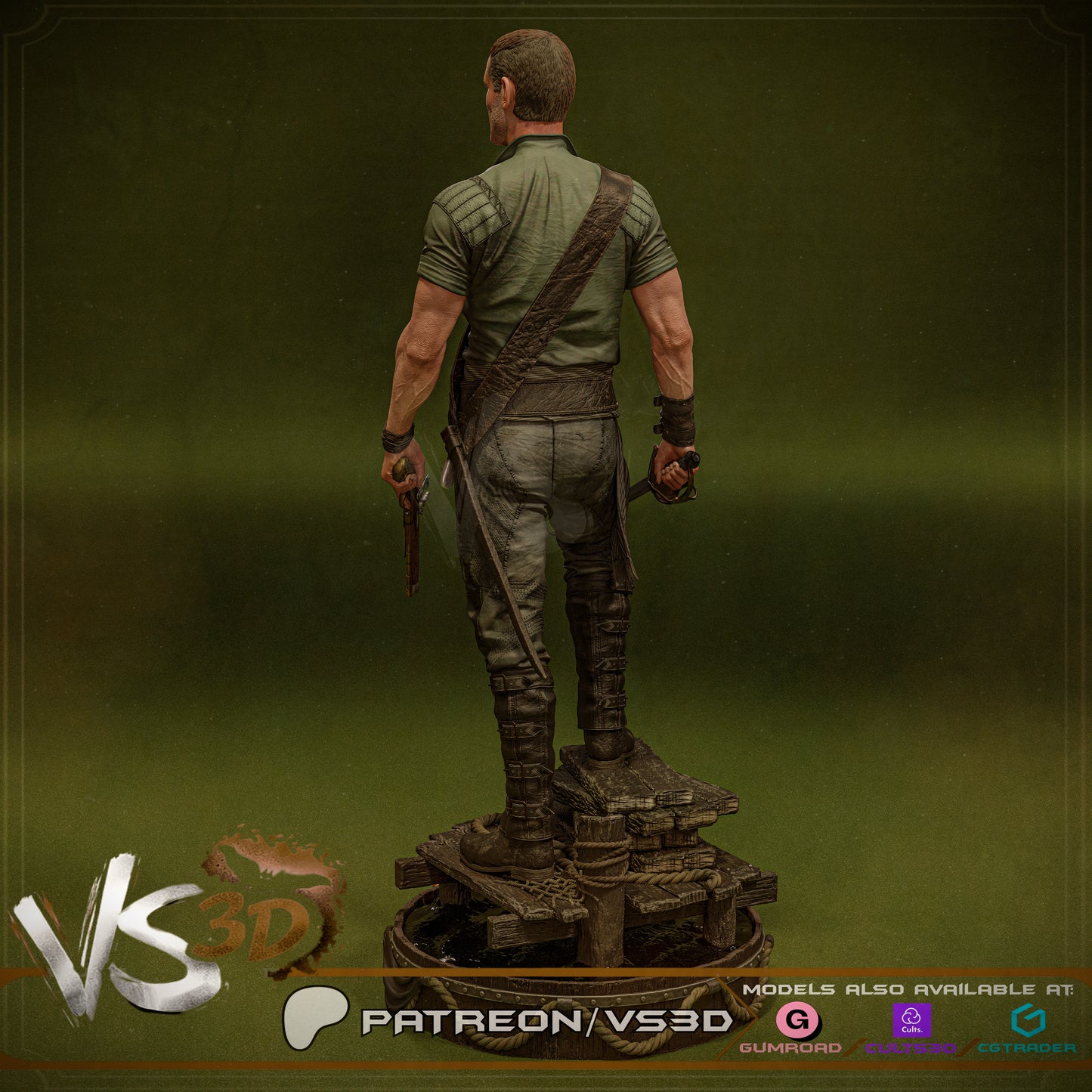 Billy Bones Statue 3D-Printed Kit