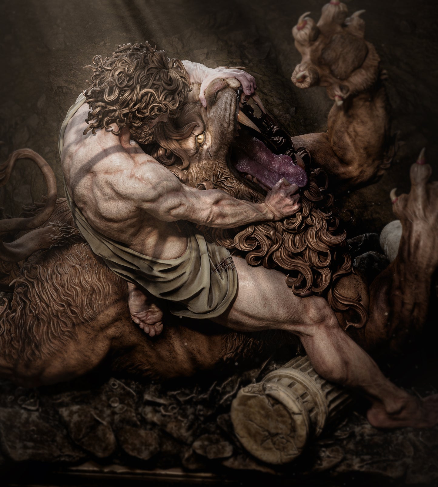 Samson Vs The Lion Statue 3D-Printed Kit