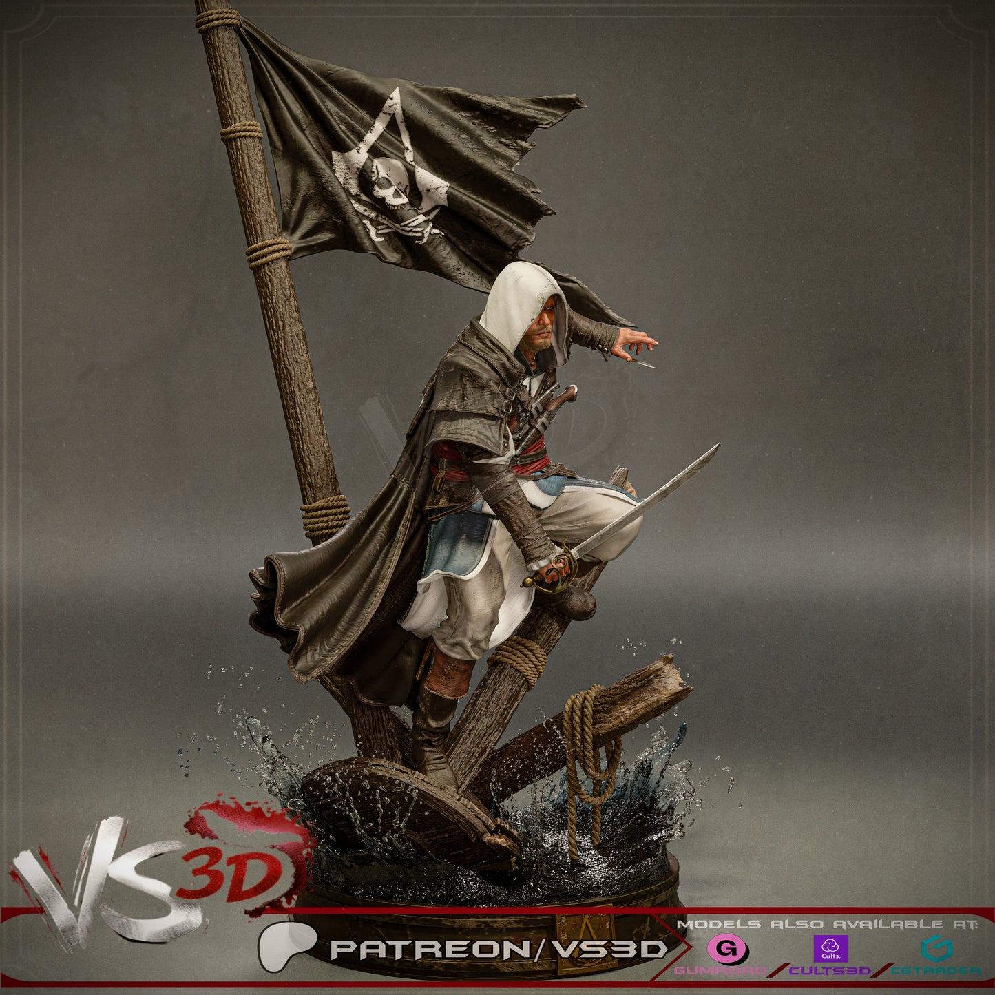 Edward Kenway Statue 3D-Printed Kit