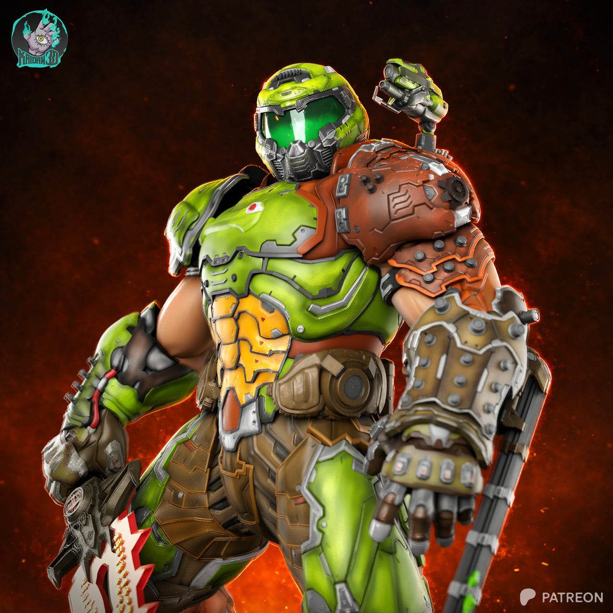 Doom Slayer Statue 3D-Printed Kit