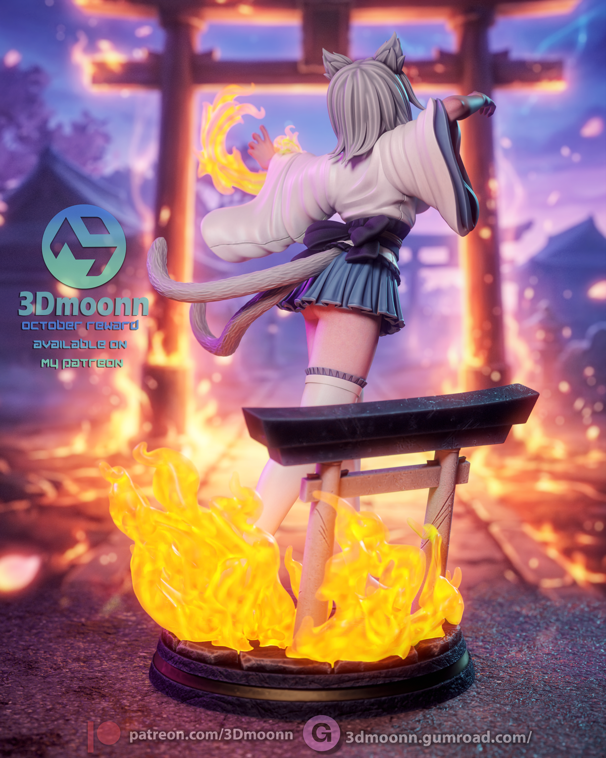 Koneko Toujou Statue 3D-Printed Kit