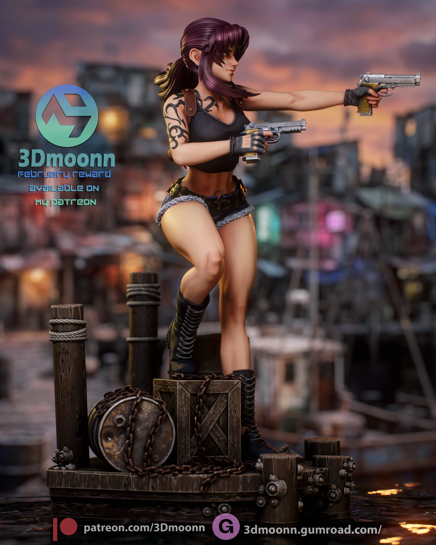 Revy (Black Lagoon) Statue 3D-Printed Kit