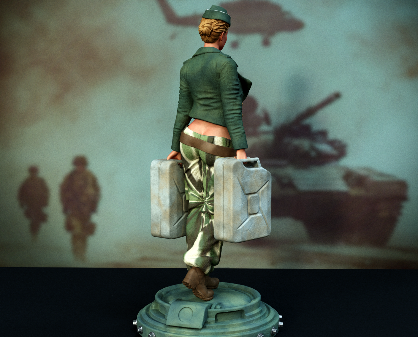 Army Fuel Pinup Statue 3D-Printed Kit