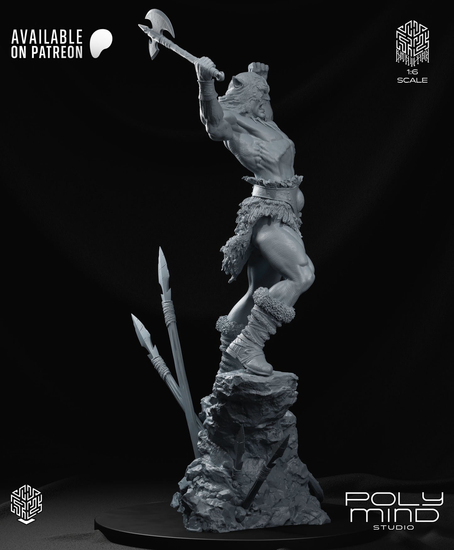Dark Wolf Statue 3D-Printed Kit