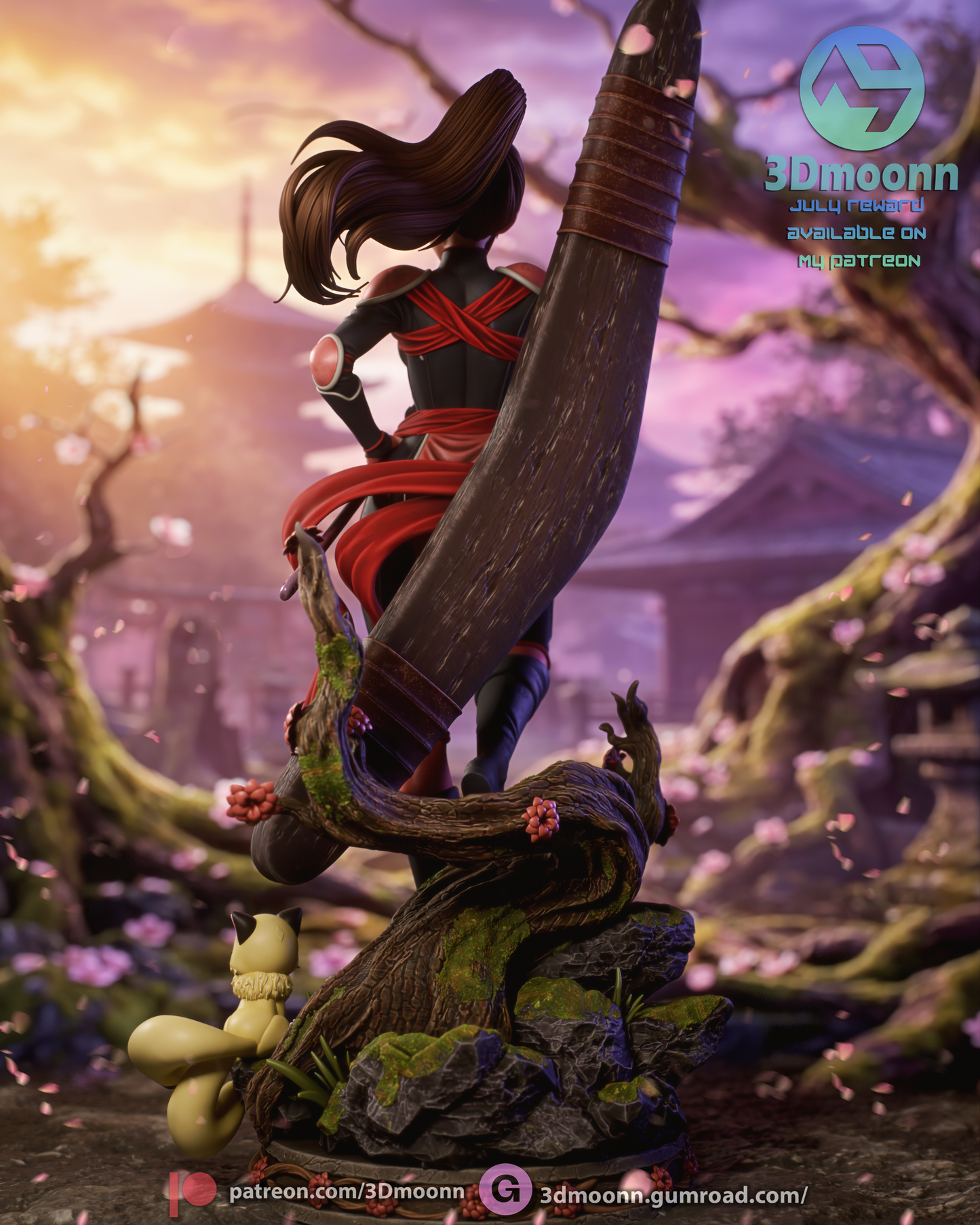 Sango Inuyasha Statue 3D-Printed Kit