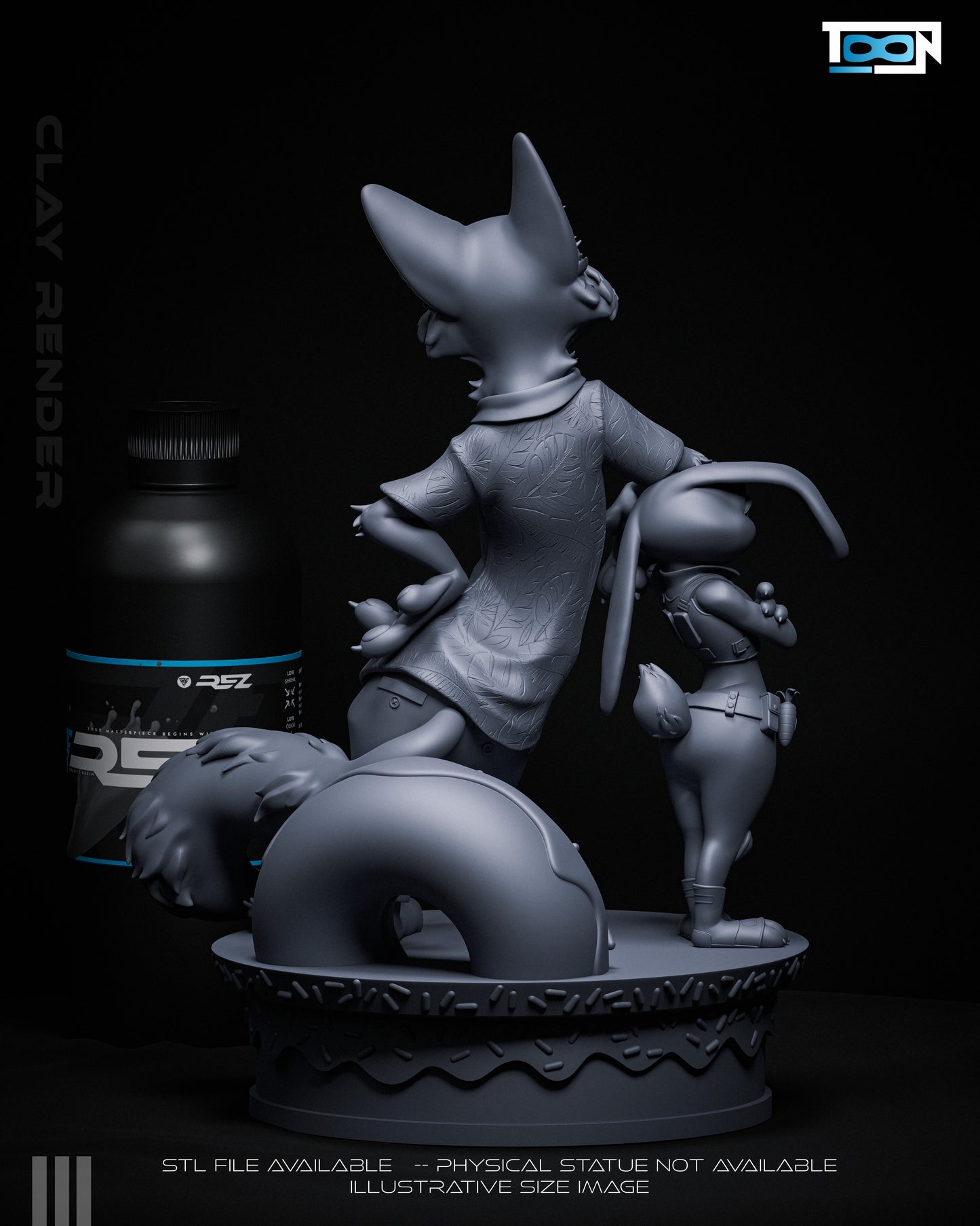 Nick Wylde And Juddy Hopps Statue 3D-Printed Kit