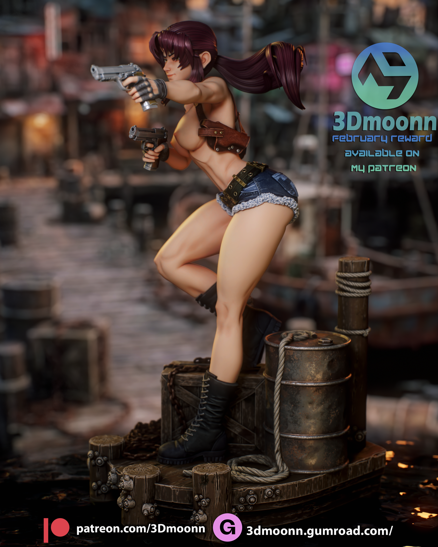 Revy (Black Lagoon) Statue 3D-Printed Kit