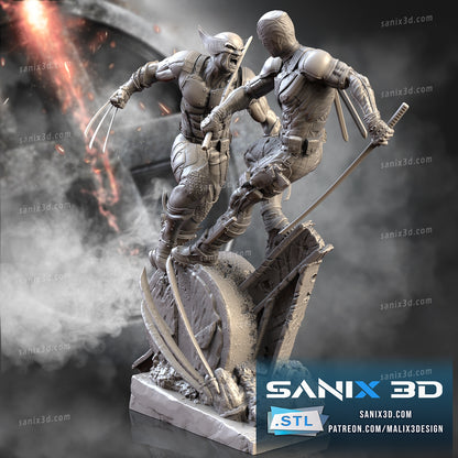 Deadpool VS Wolverine Statue