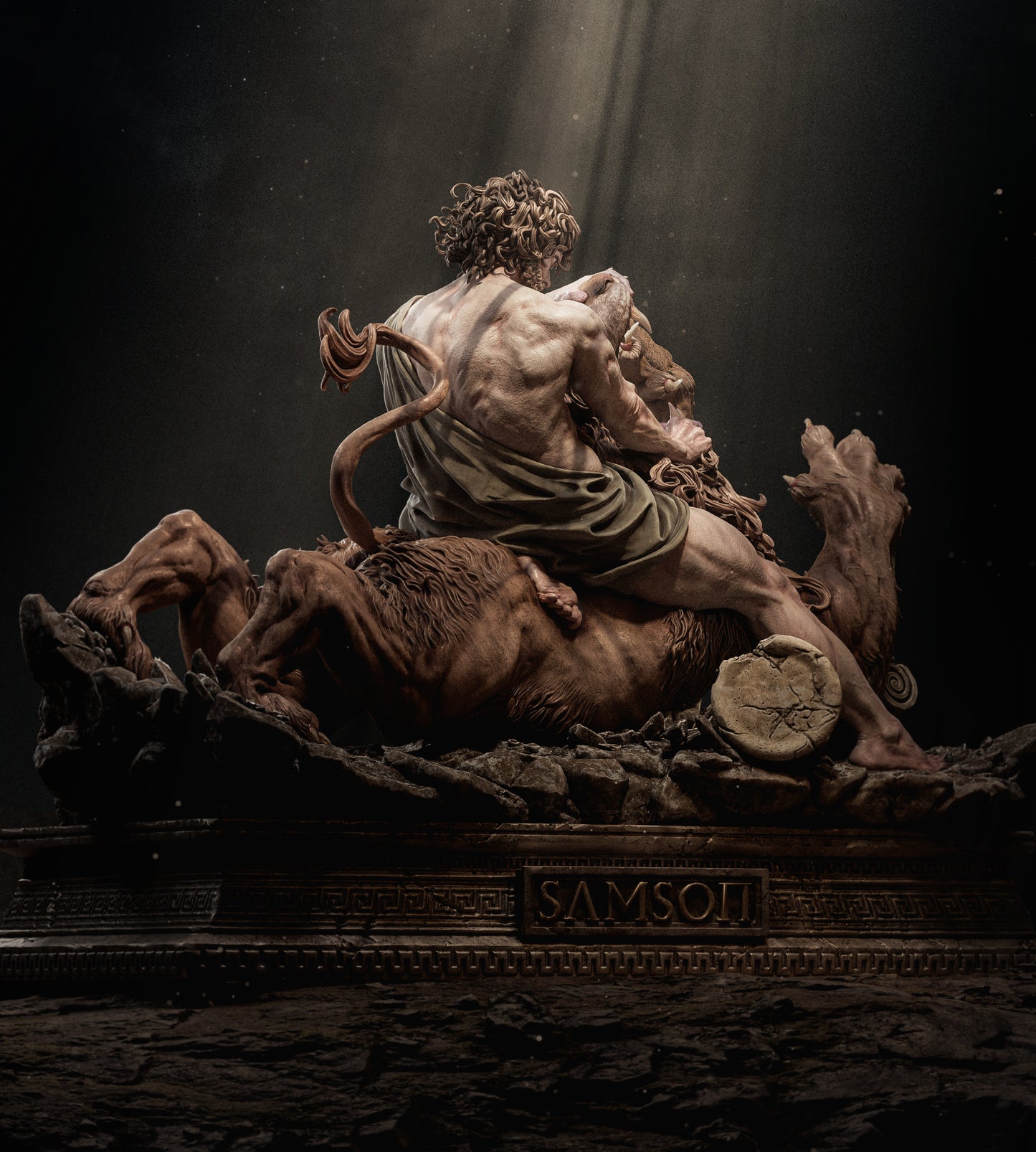 Samson Vs The Lion Statue 3D-Printed Kit