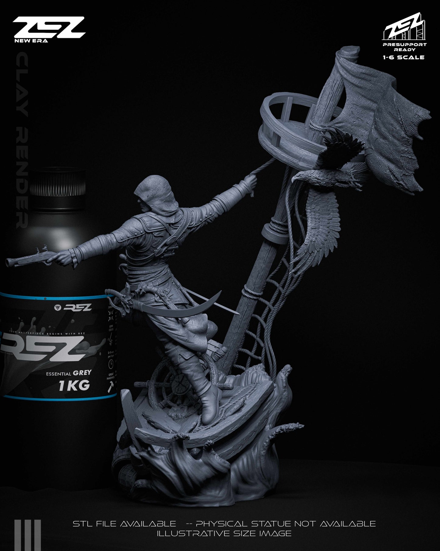 Edward Kenway Statue 3D-Printed Kit