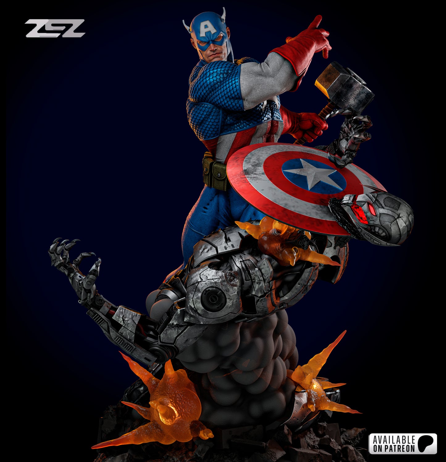 Captain America Statue 3D-Printed Kit