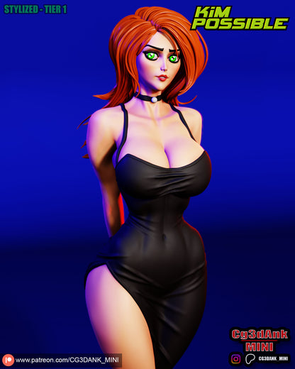 Kim Possible Statue 3D-Printed Kit