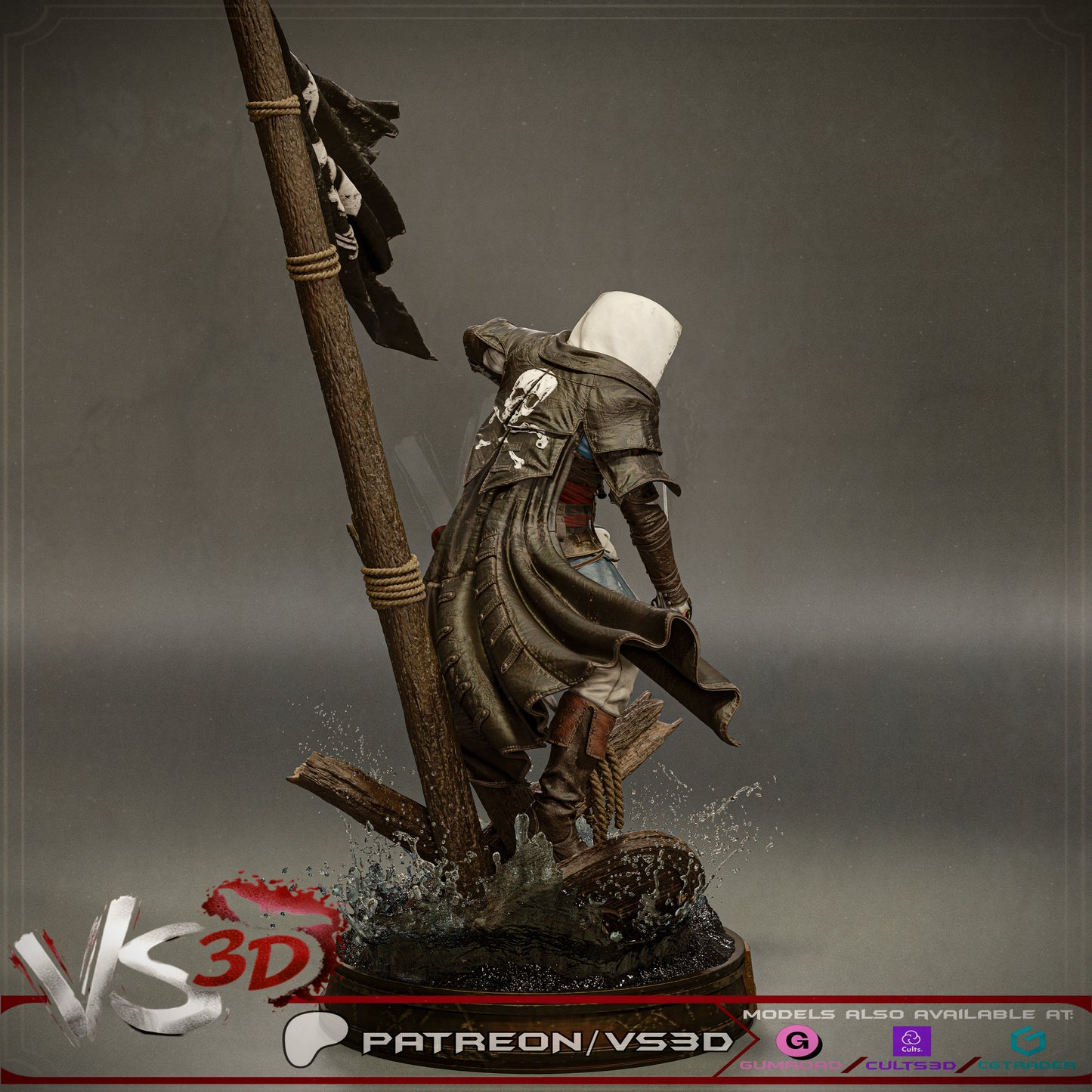 Edward Kenway Statue 3D-Printed Kit