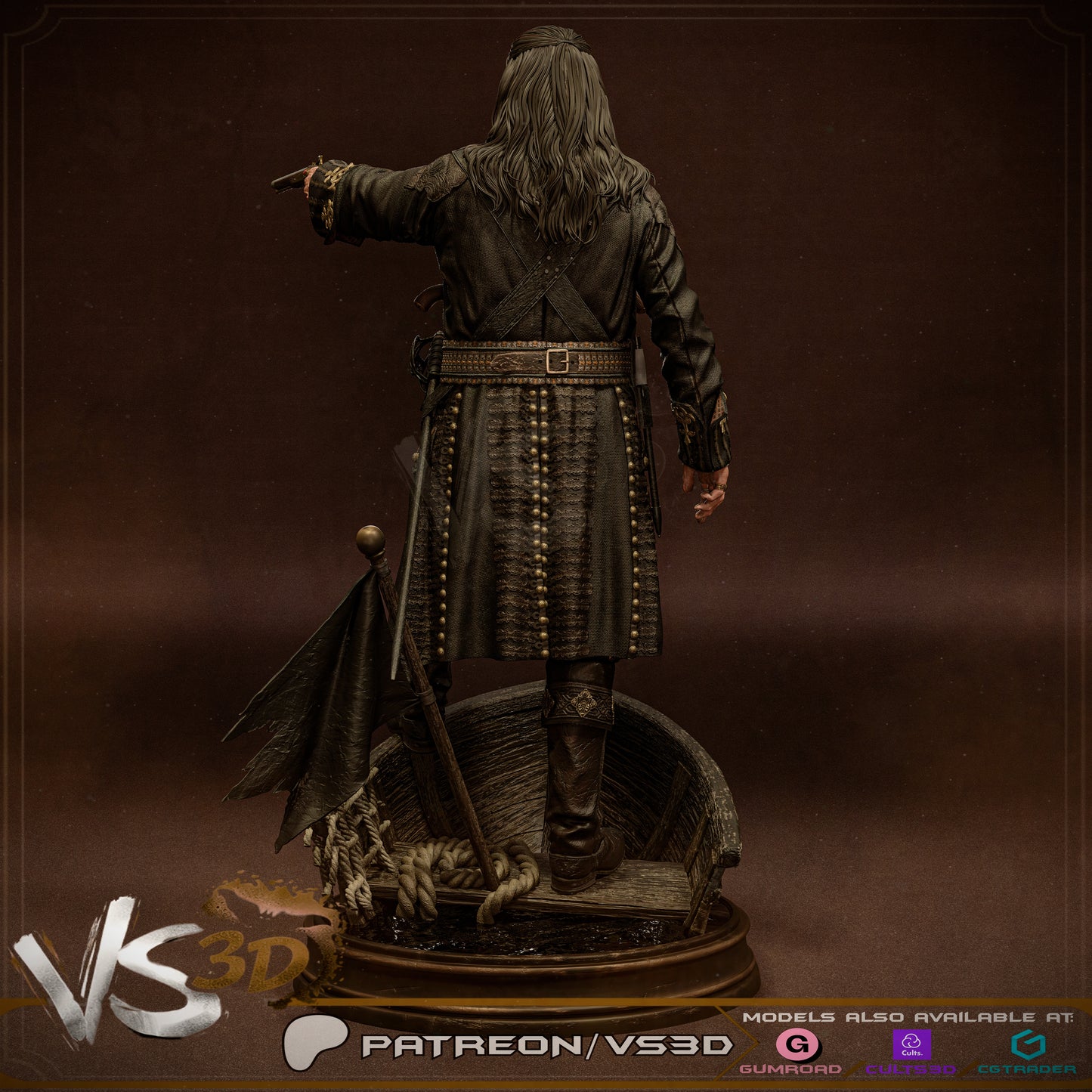 Black Beard Statue 3D-Printed Kit