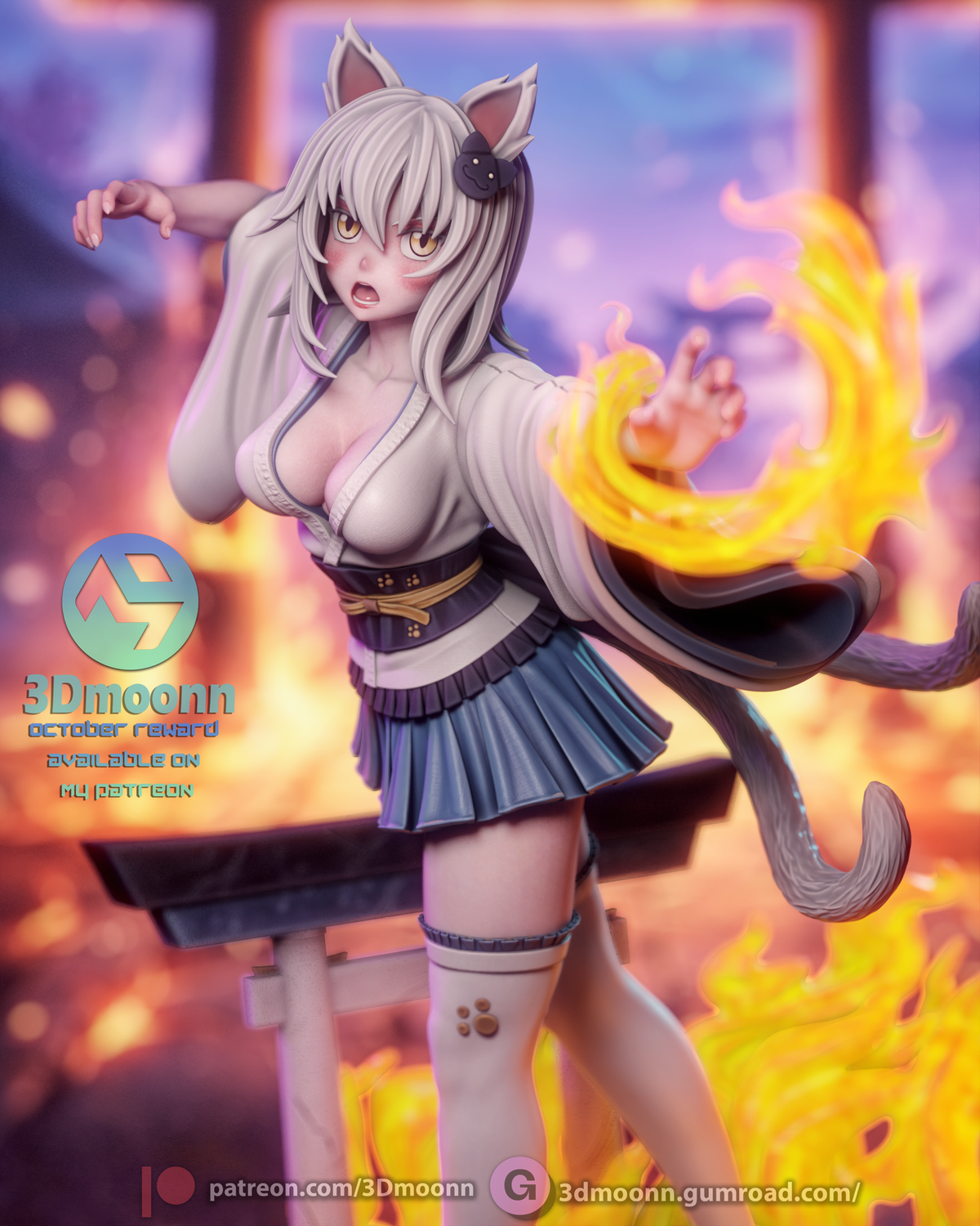 Koneko Toujou Statue 3D-Printed Kit