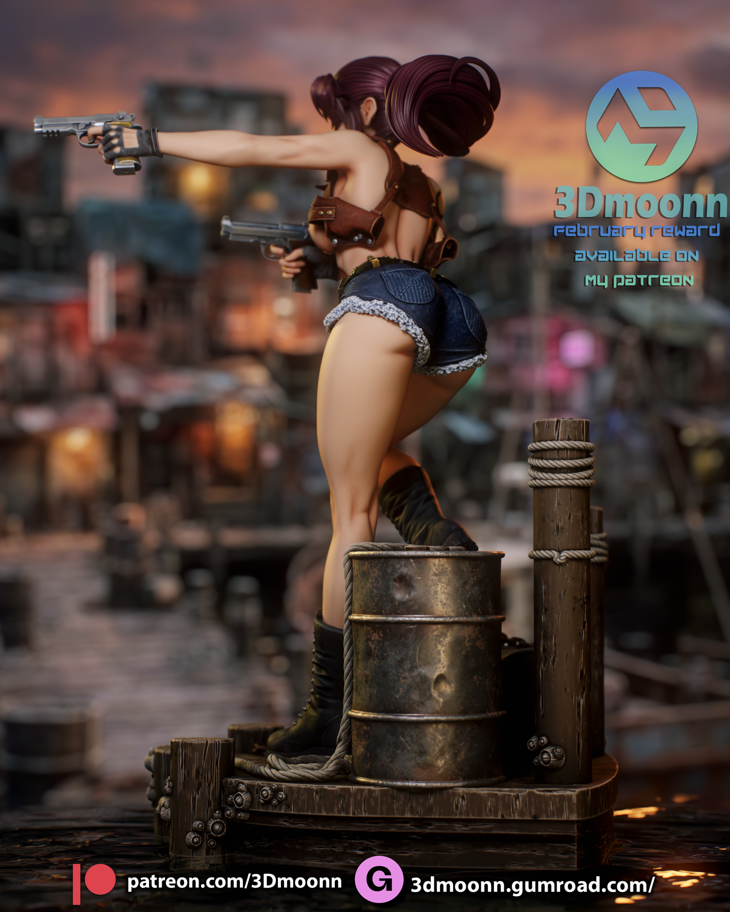 Revy (Black Lagoon) Statue 3D-Printed Kit